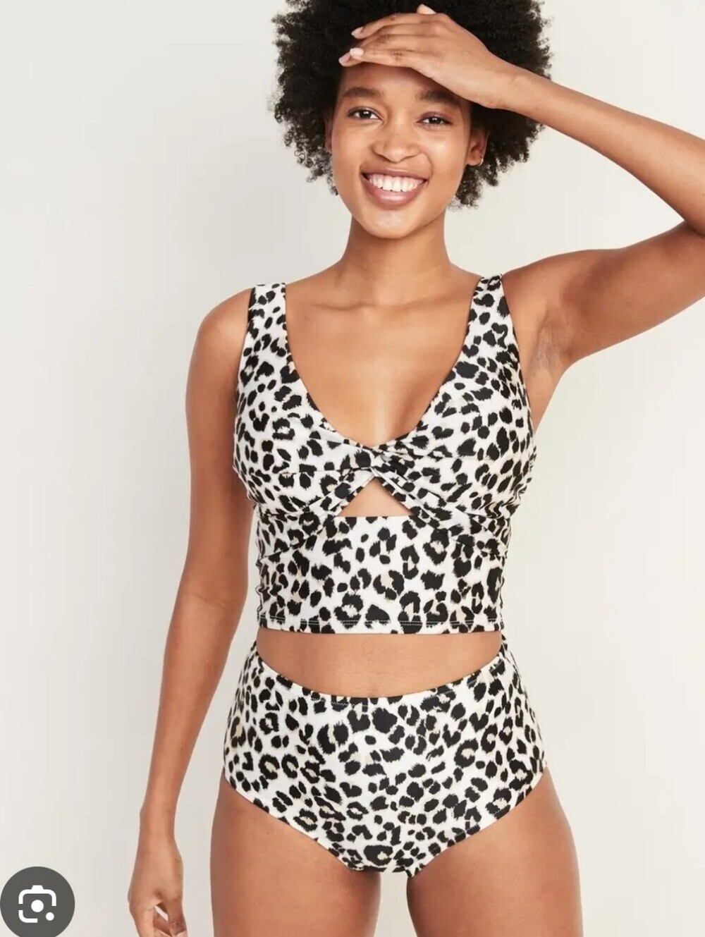 Old Navy Womens Leopard Print Two-Piece Swim Set - Black & White Size Small